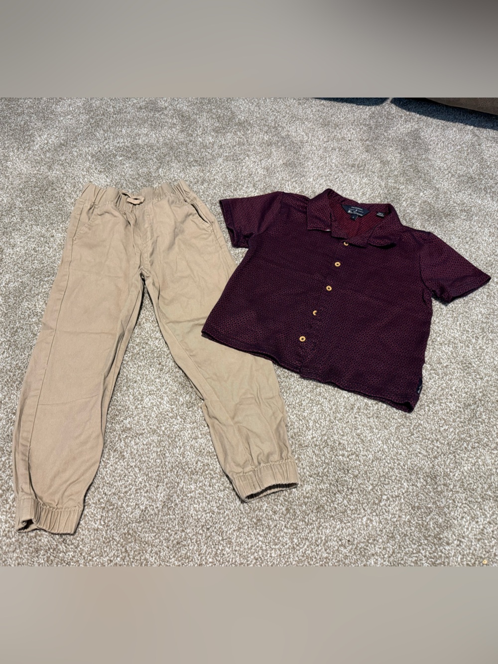 Ben Sherman Burgundy Polo and Khaki Jogger Set